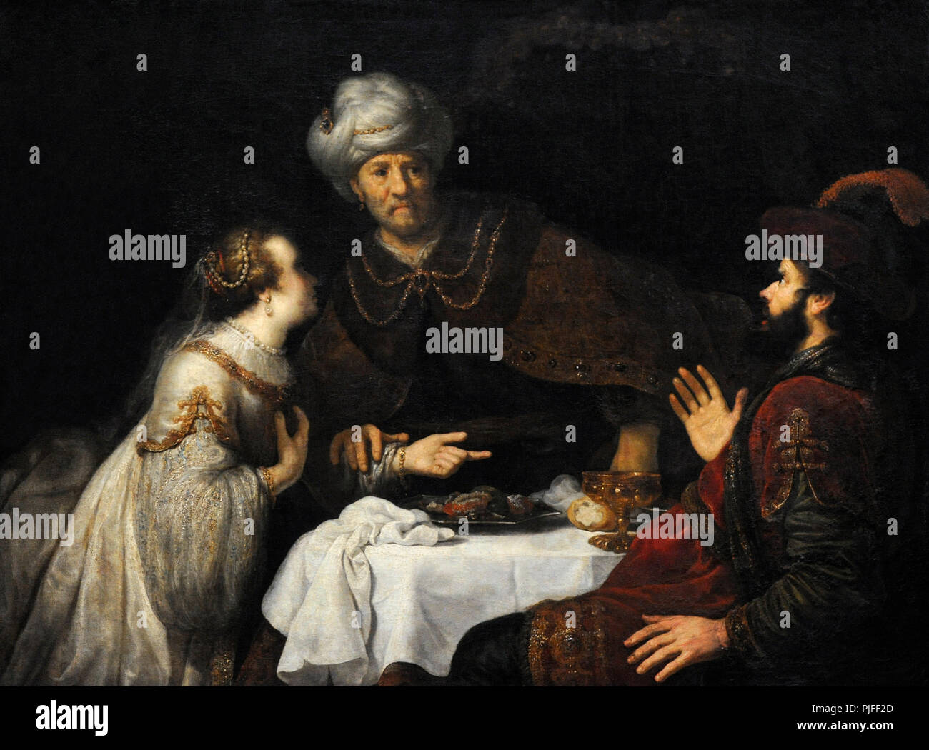 Jan vainqueurs (1620-1676). Dutch Painter. Esther et Assuérus, Haman avant ca.1640. Musée Wallraf-Richartz. Cologne. L'Allemagne. Banque D'Images