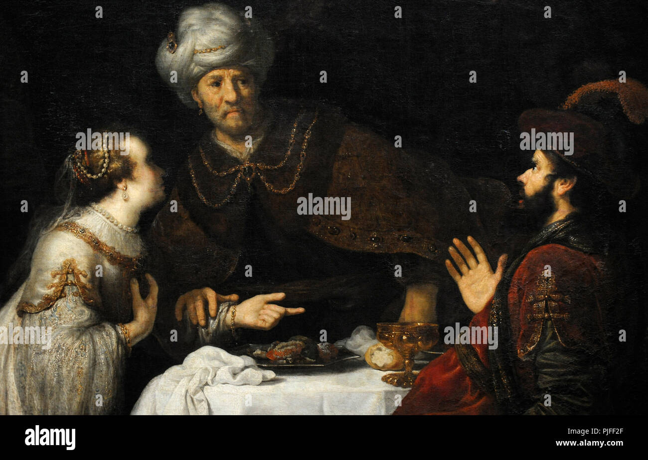 Jan vainqueurs (1620-1676). Dutch Painter. Esther et Assuérus, Haman avant ca.1640. Détail. Musée Wallraf-Richartz. Cologne. L'Allemagne. Banque D'Images