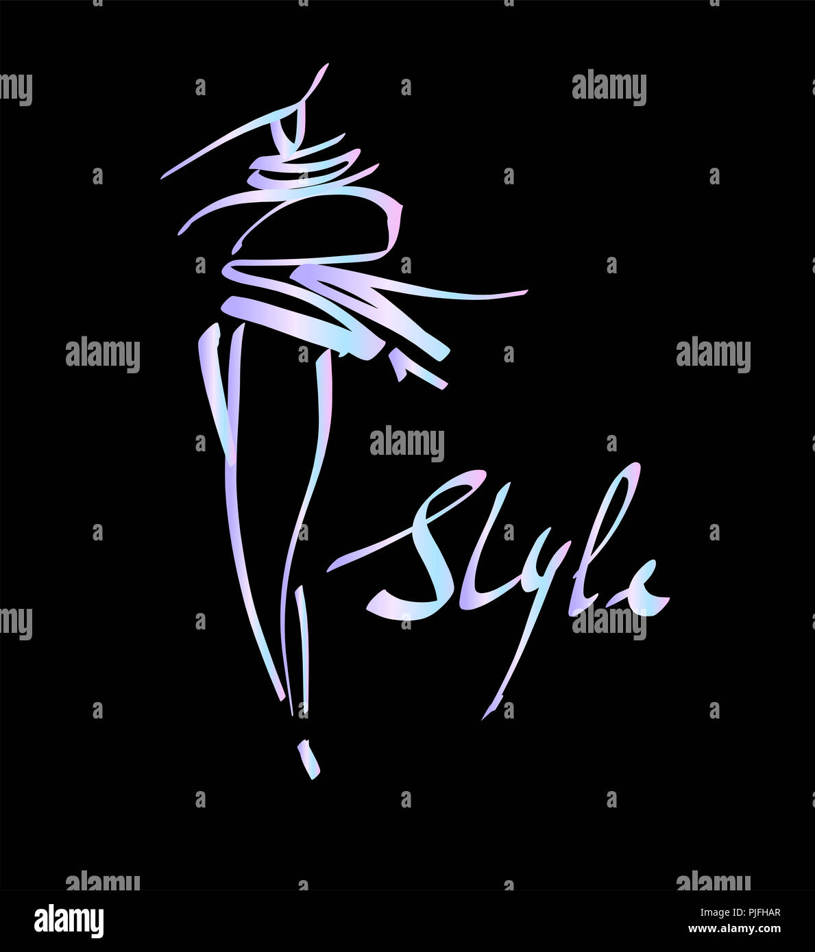Fashion girl croquis dessinés à la main , des silhouettes stylisées isolés. Vector illustration de mode à la main. Banque D'Images