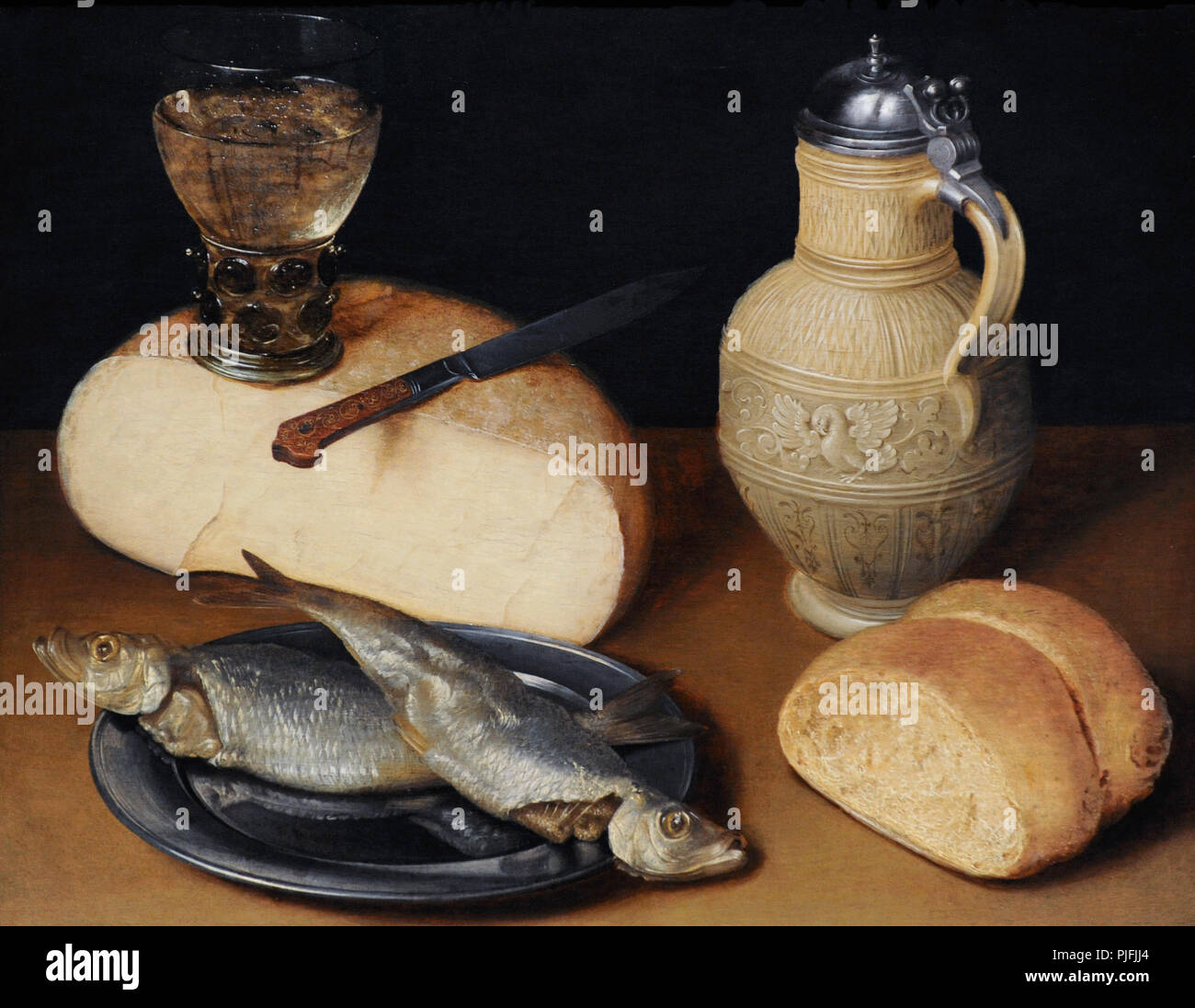 Wedig Gottfried von (1583-1641). Peintre allemand. Nature morte avec du fromage, du poisson et des Jug, ca.1630-1640. Musée Wallraf-Richartz. Cologne. L'Allemagne. Banque D'Images