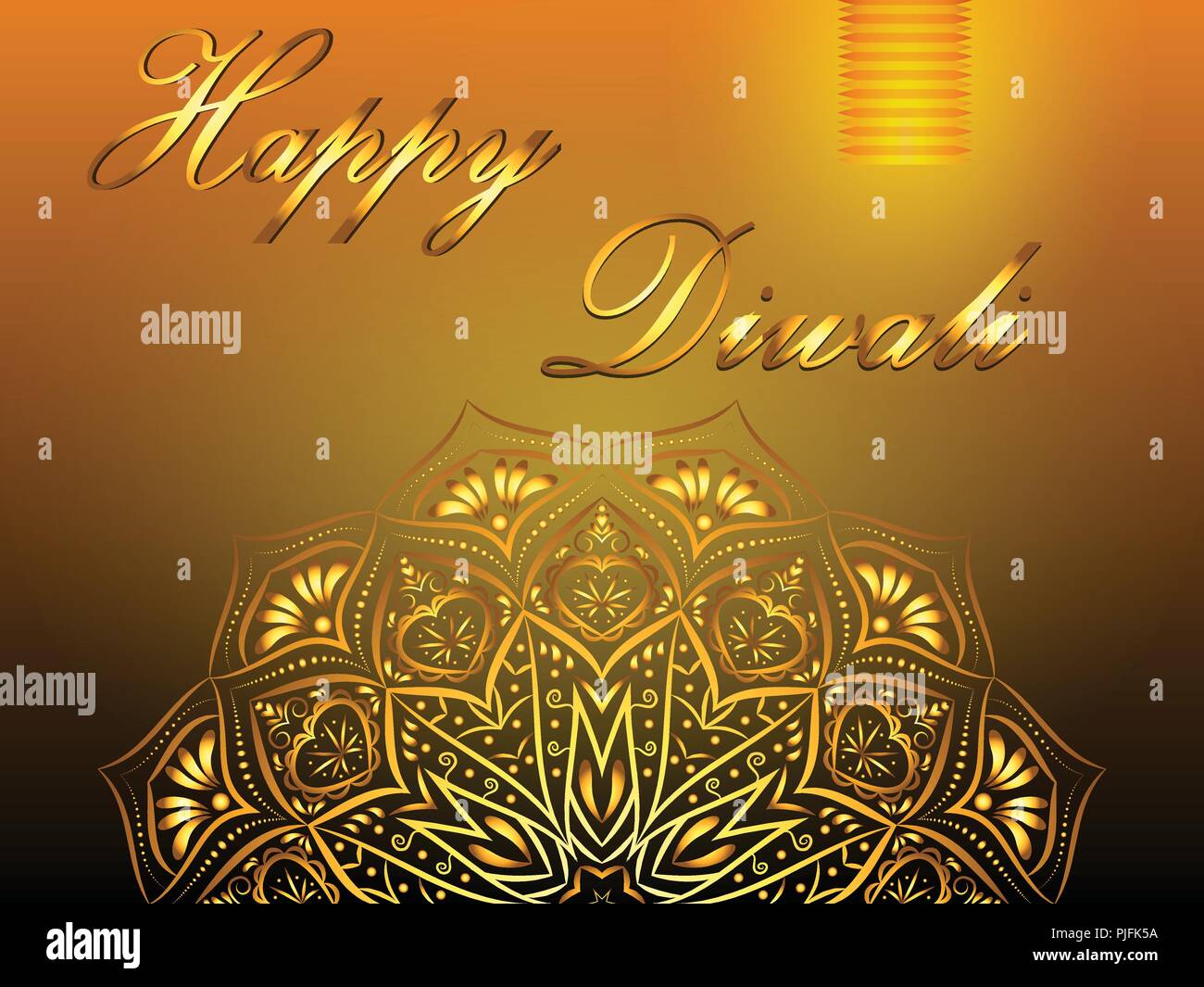 Happy Diwali, fête hindoue des lumières, avec golden mandala et lanterne de papier. Vector EPS 10. Illustration de Vecteur