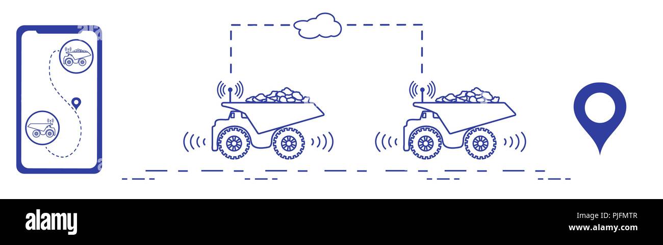 Transports intelligents et de camionnage. La surveillance et le contrôle des entreprises de camionnage. Les nouvelles technologies. Illustration de Vecteur