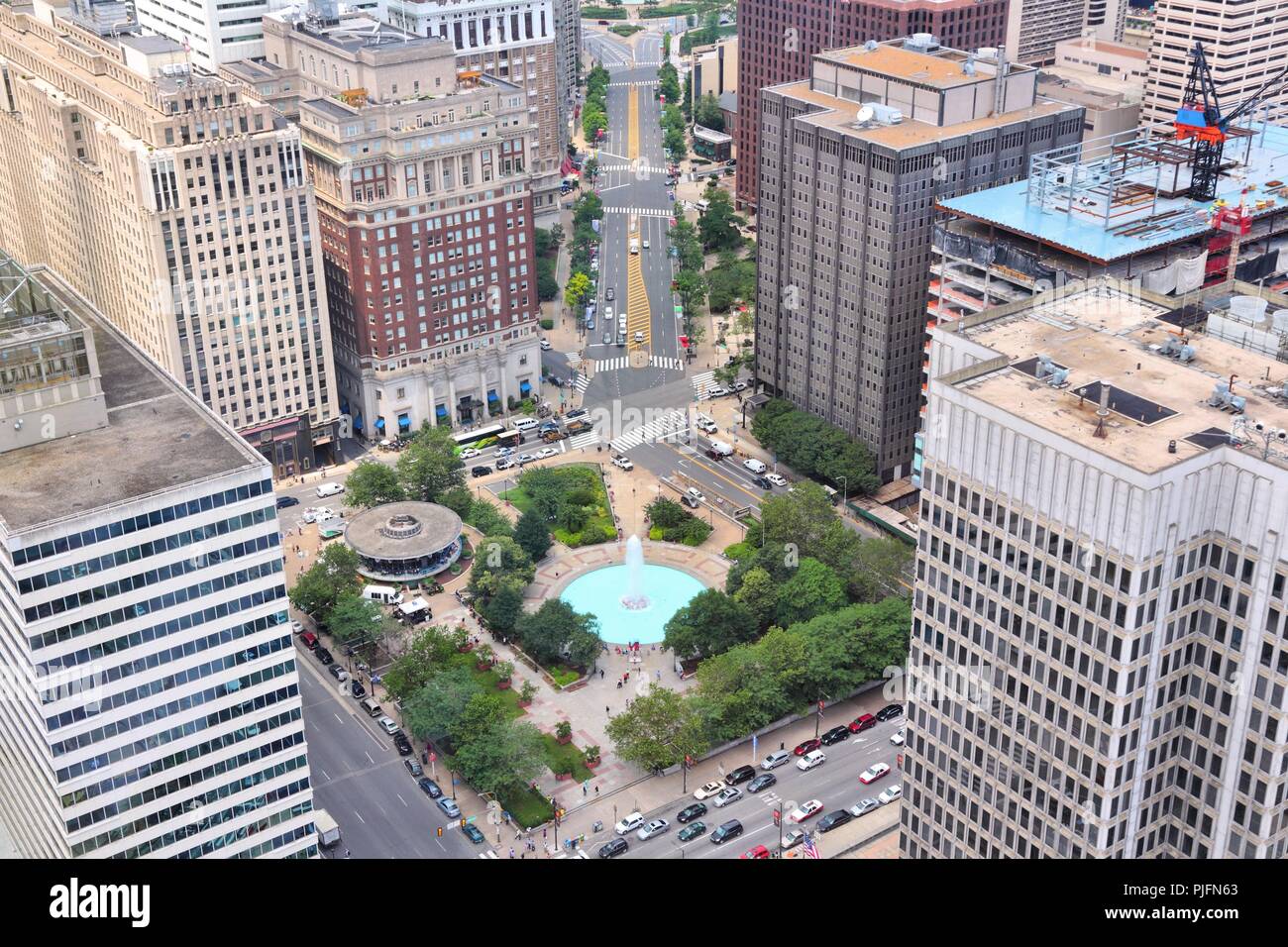 Philadelphie, Pennsylvanie aux États-Unis. Vue aérienne de la ville avec la célèbre Plaza JFK. Banque D'Images