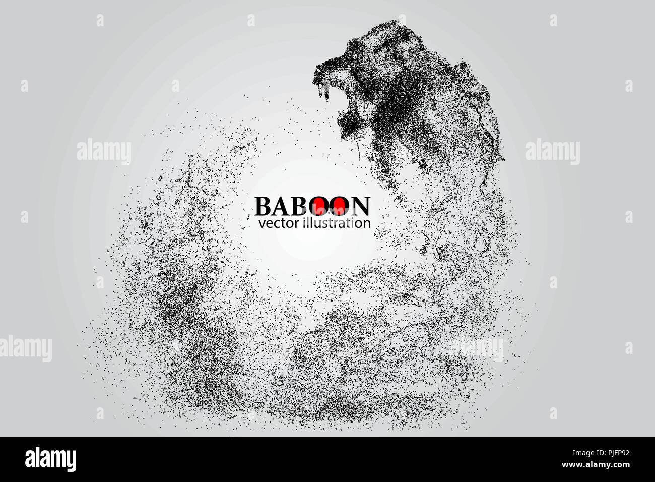 Silhouette d'un babouin de particules. Arrière-plan et le texte sur un calque séparé, la couleur peut être changée en un clic. Illustration de Vecteur