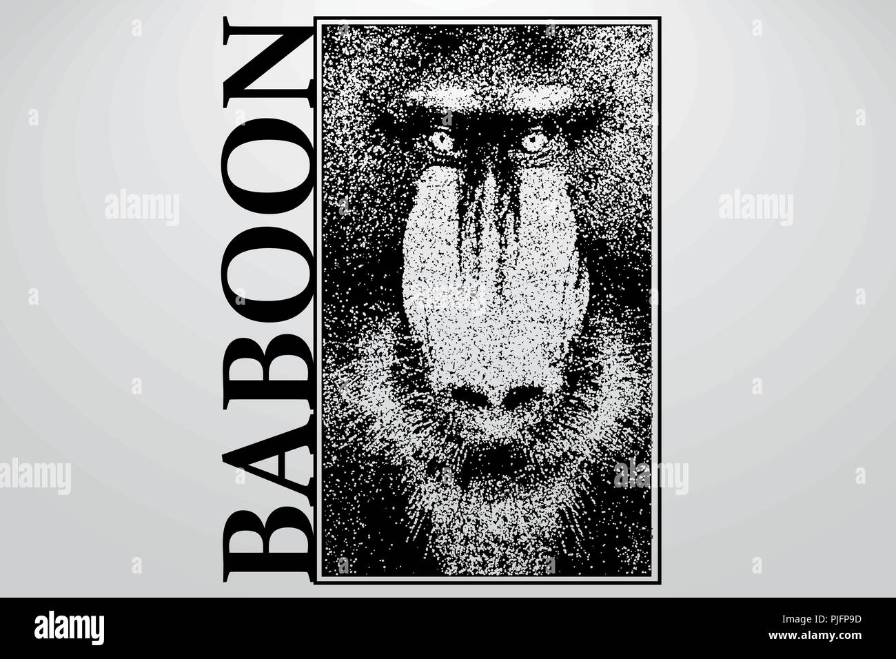 Silhouette d'un babouin de particules. Arrière-plan et le texte sur un calque séparé, la couleur peut être changée en un clic. Illustration de Vecteur