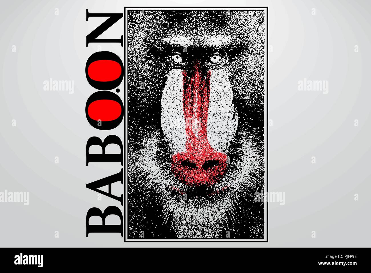 Silhouette d'un babouin de particules. Arrière-plan et le texte sur un calque séparé, la couleur peut être changée en un clic. Illustration de Vecteur