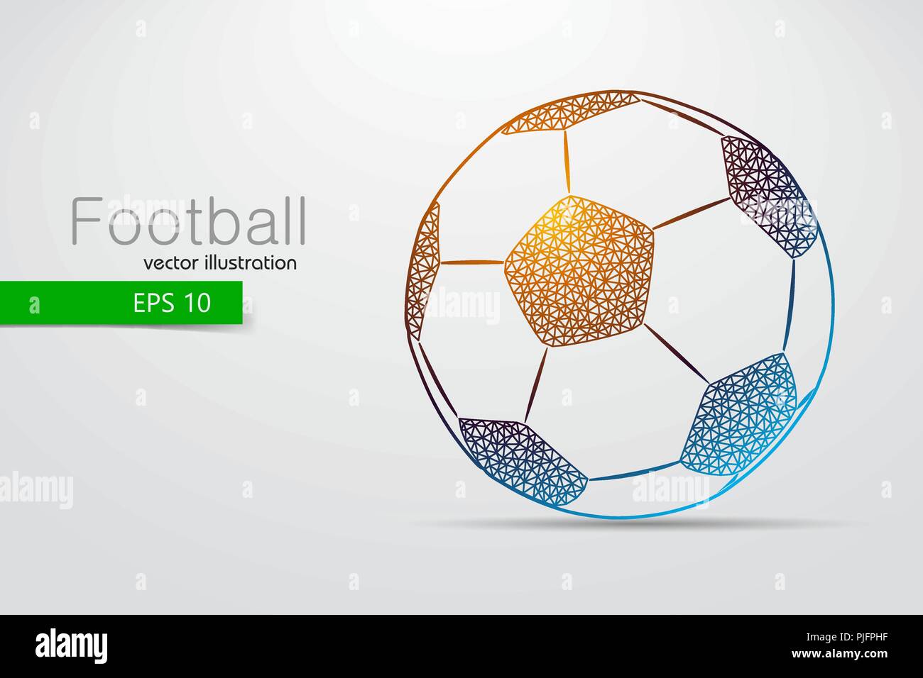 Silhouette d'un ballon de foot à partir de triangles. Le texte et le fond sur un calque séparé, la couleur peut être changée en un clic. Illustration de Vecteur