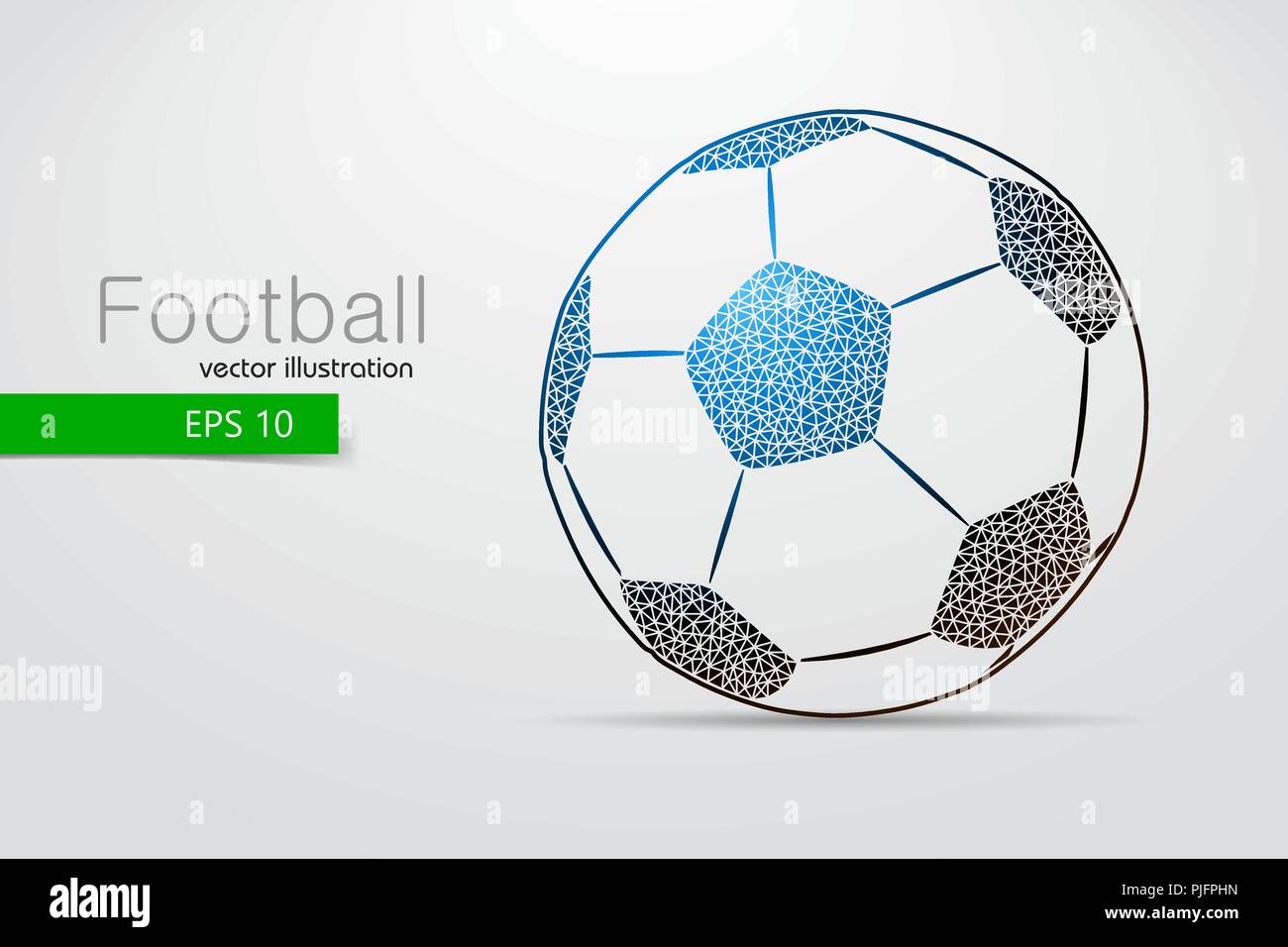 Silhouette d'un ballon de foot à partir de triangles. Le texte et le fond sur un calque séparé, la couleur peut être changée en un clic. Illustration de Vecteur