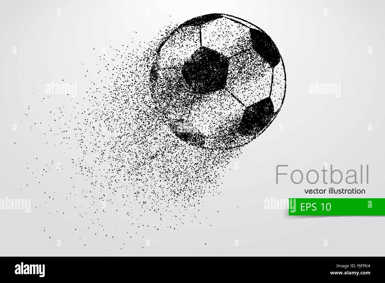 Silhouette d'un ballon de soccer de particules. Le texte et le fond sur un calque séparé, la couleur peut être changée en un clic. Illustration de Vecteur