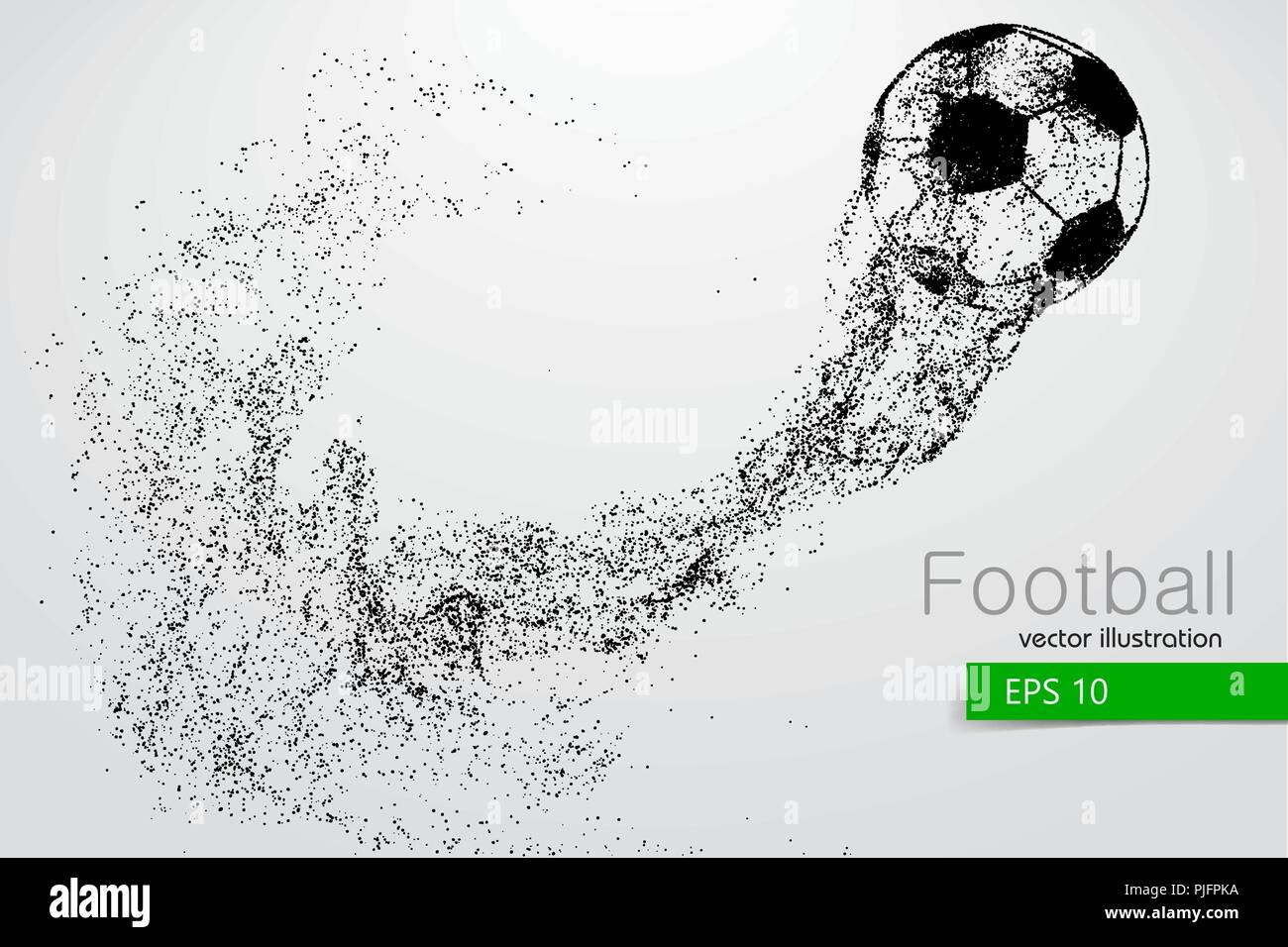 Silhouette d'un ballon de soccer de particules. Le texte et le fond sur un calque séparé, la couleur peut être changée en un clic. Illustration de Vecteur