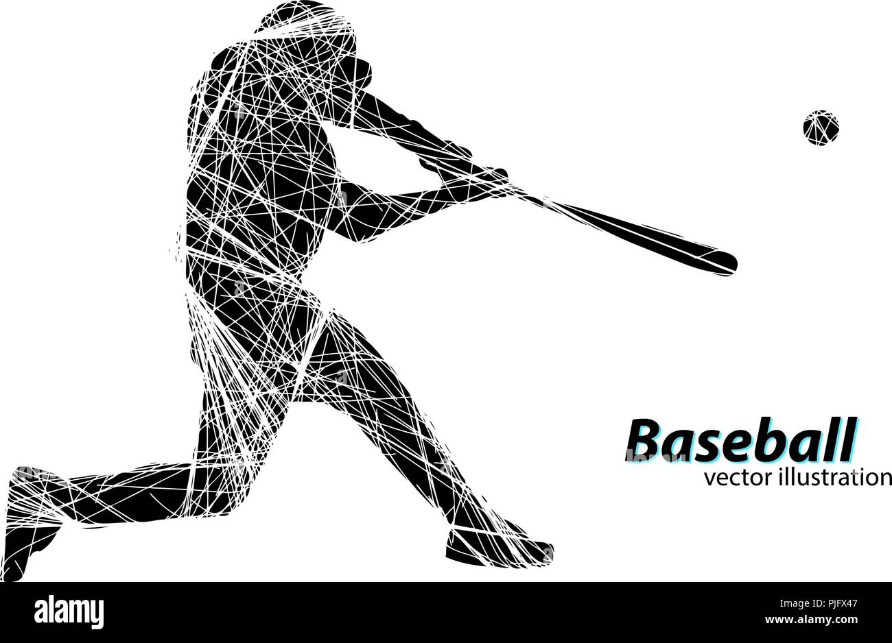 Silhouette d'un joueur de baseball. Le texte sur un calque séparé, la couleur peut être changée en un clic. Vector illustration Illustration de Vecteur