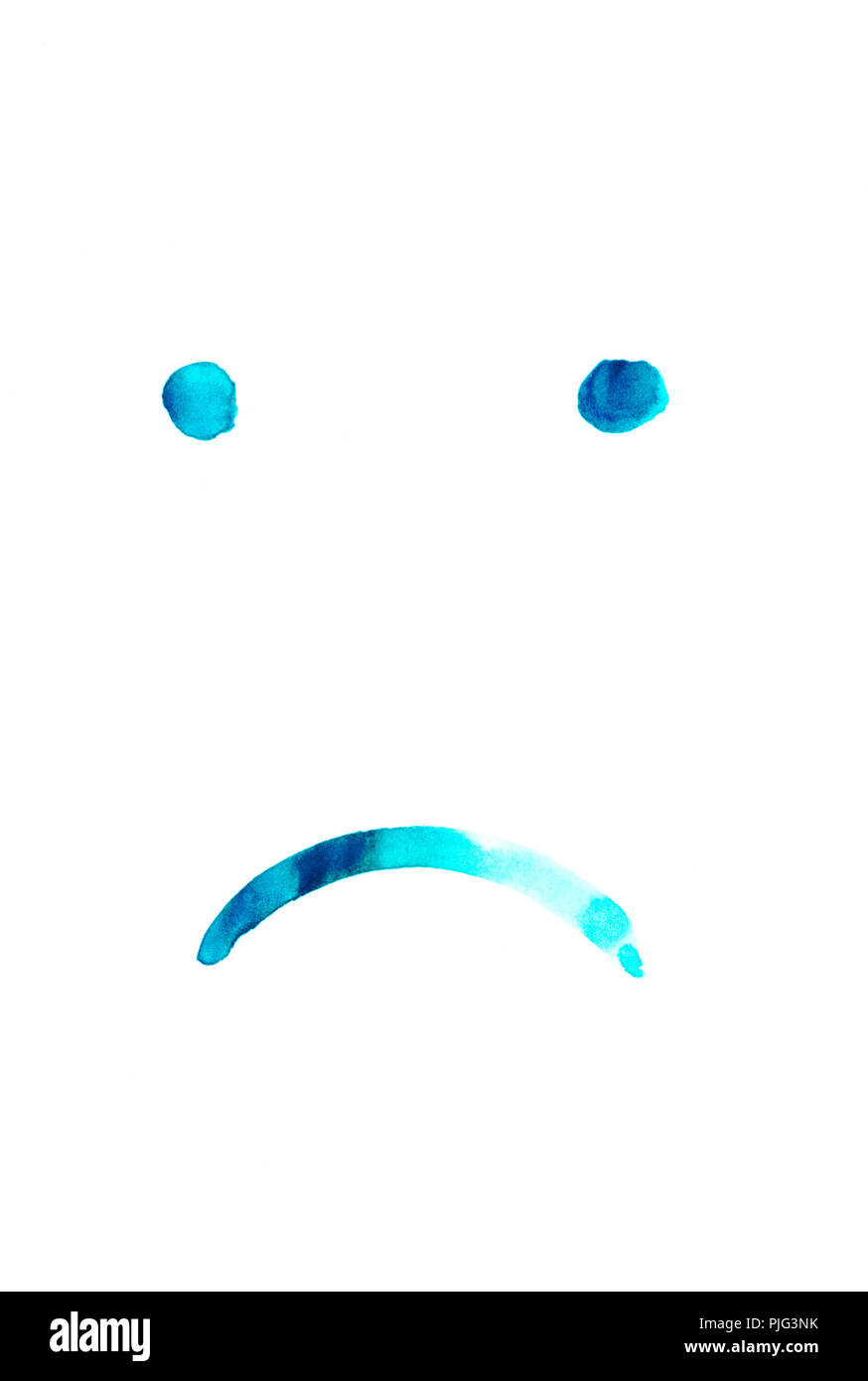 Bleu Un Dessin Abstrait Dun Visage Triste Peinte à L