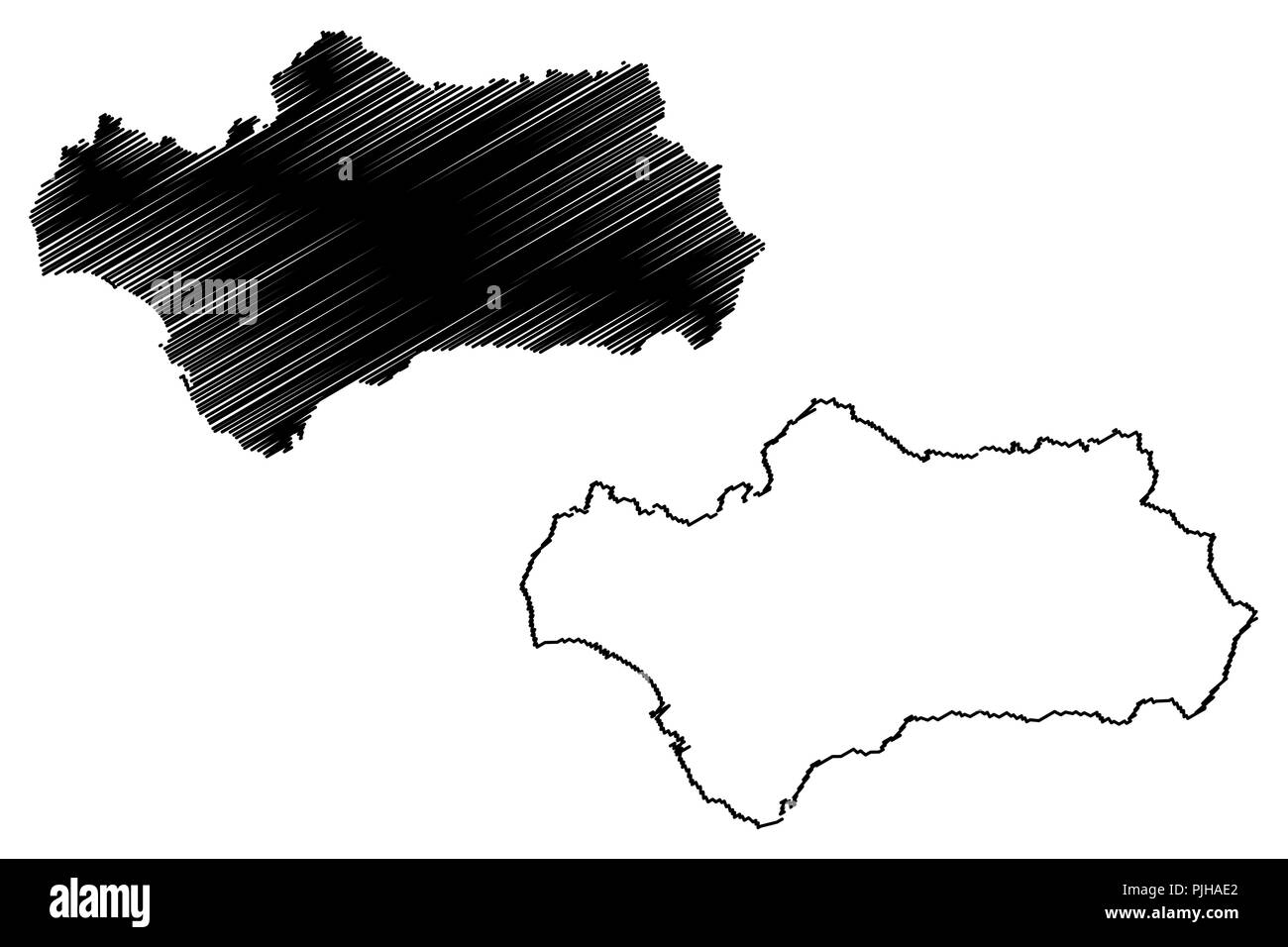 L'Andalousie (Royaume d'Espagne, communauté autonome) map vector illustration, croquis gribouillis d'andalousie site Illustration de Vecteur