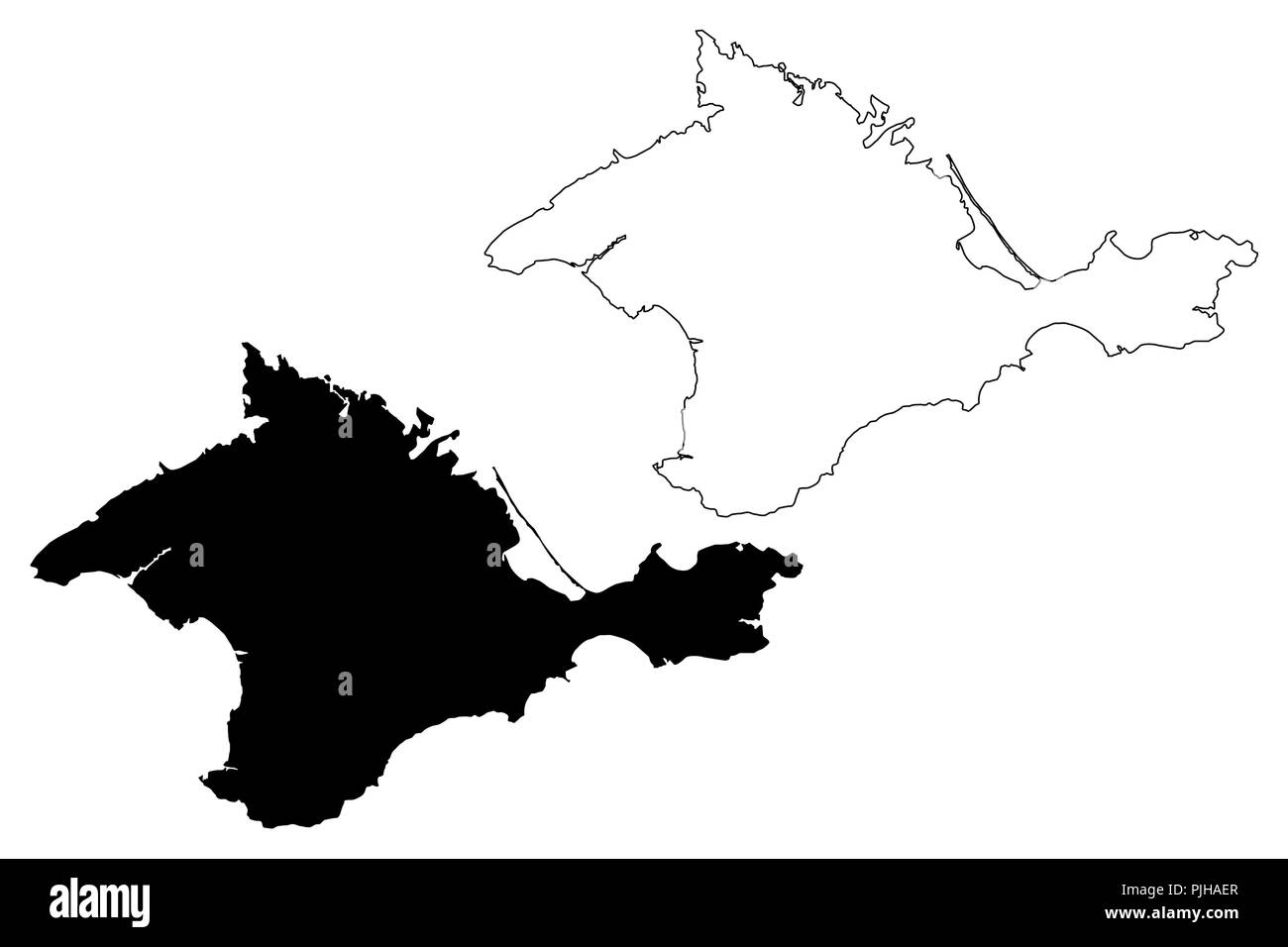 La Crimée (Russie, Sujets de la Fédération de Russie, les Républiques de Russie, péninsule de Crimée) map vector illustration gribouillage, croquis République de Crim Illustration de Vecteur