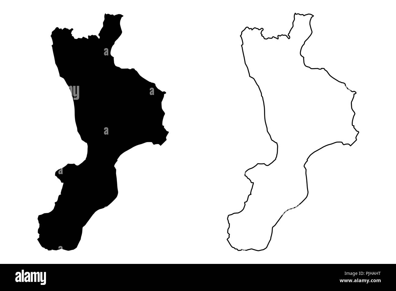 Calabre (région autonome de l'Italie, Bruttium) map vector illustration, scribble sketch carte Calabre Illustration de Vecteur