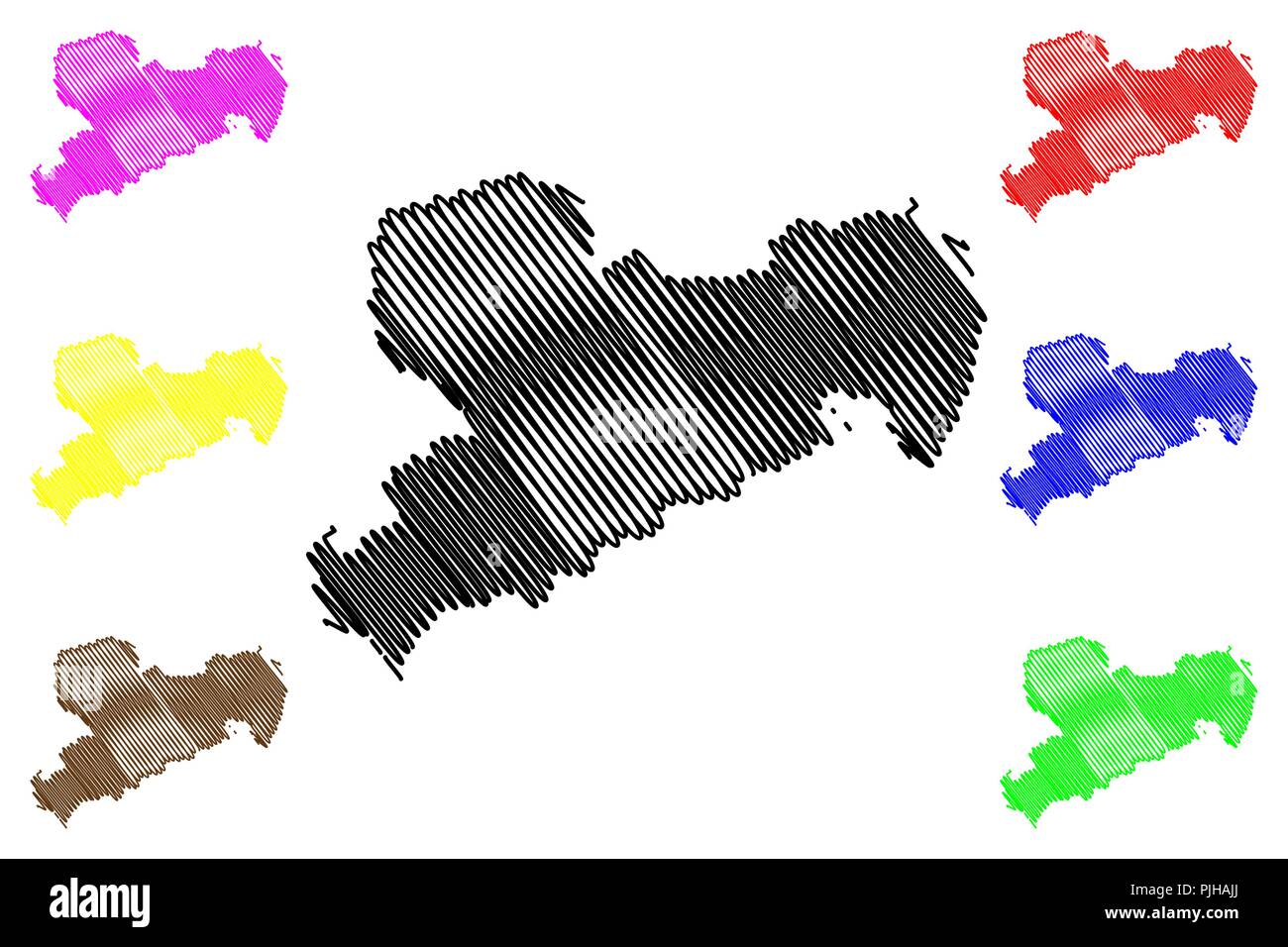 Saxe (République fédérale d'Allemagne, de l'état de l'Allemagne, l'Etat libre de Saxe) map vector illustration gribouillage, croquis Saxe site Illustration de Vecteur