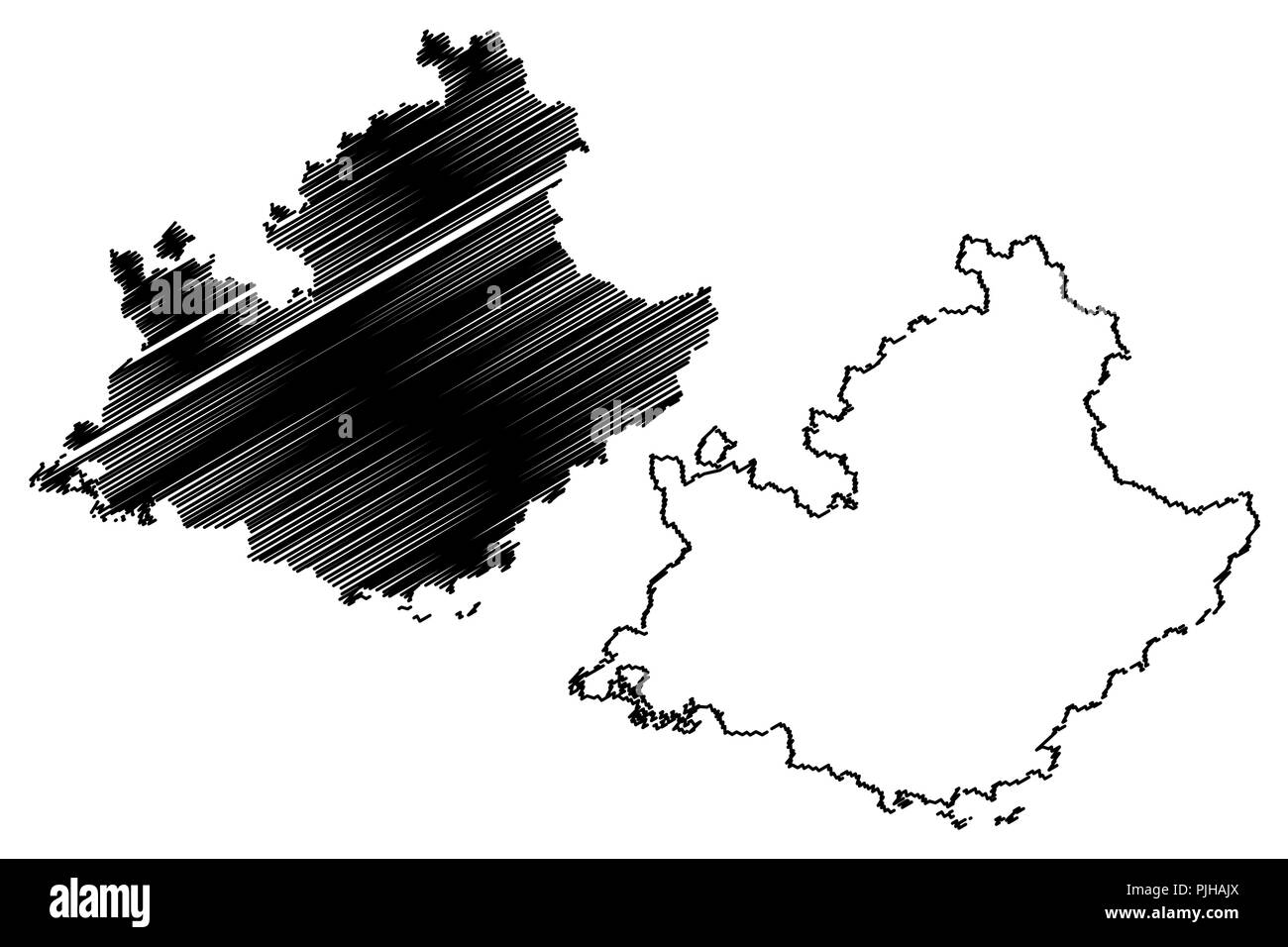 Provence-Alpes-Cote d'Azur (France, région administrative, PACA) map vector illustration gribouillage, croquis Provence-Alpes-Côte d'Azur site Illustration de Vecteur