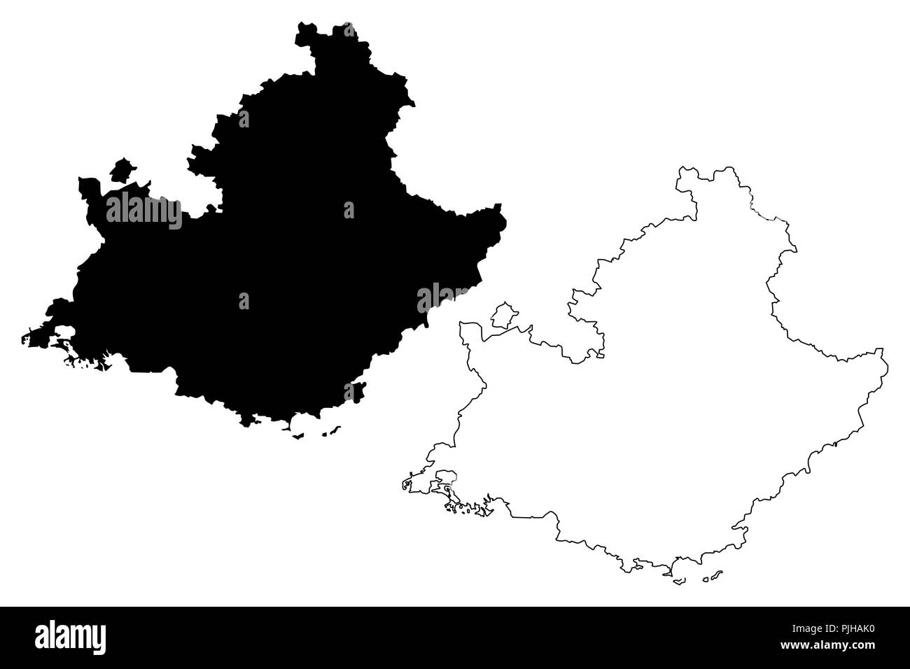 Provence-Alpes-Cote d'Azur (France, région administrative, PACA) map vector illustration gribouillage, croquis Provence-Alpes-Côte d'Azur site Illustration de Vecteur