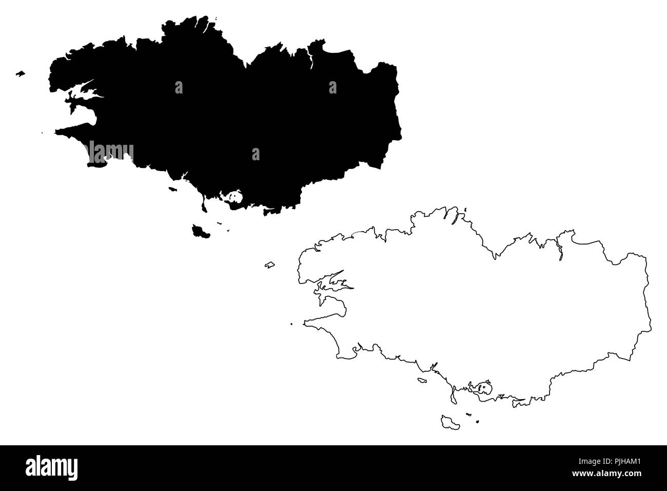Région Bretagne (France, région administrative) map vector illustration ...