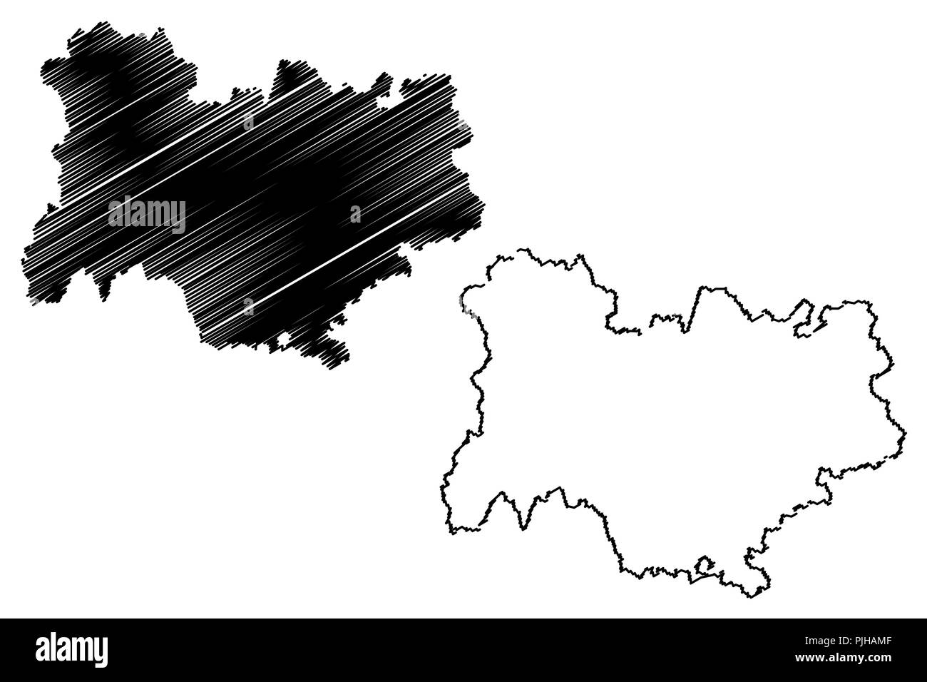 Auvergne-Rhone-Alpes (France, région administrative) map vector illustration, croquis Gribouillage à l'Auvergne-Rhone-Alpes site Illustration de Vecteur