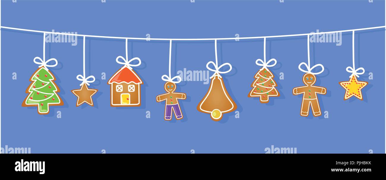 Ensemble de suspension d'épice maison de l'arbre de Noël star homme bell vector illustration EPS10 Illustration de Vecteur