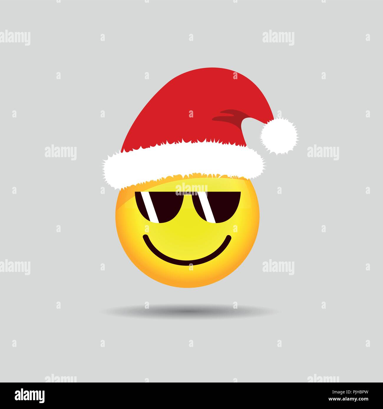 Cool Santa Claus émoticône smiley avec des lunettes d'illustration vectorielle emoji Illustration de Vecteur