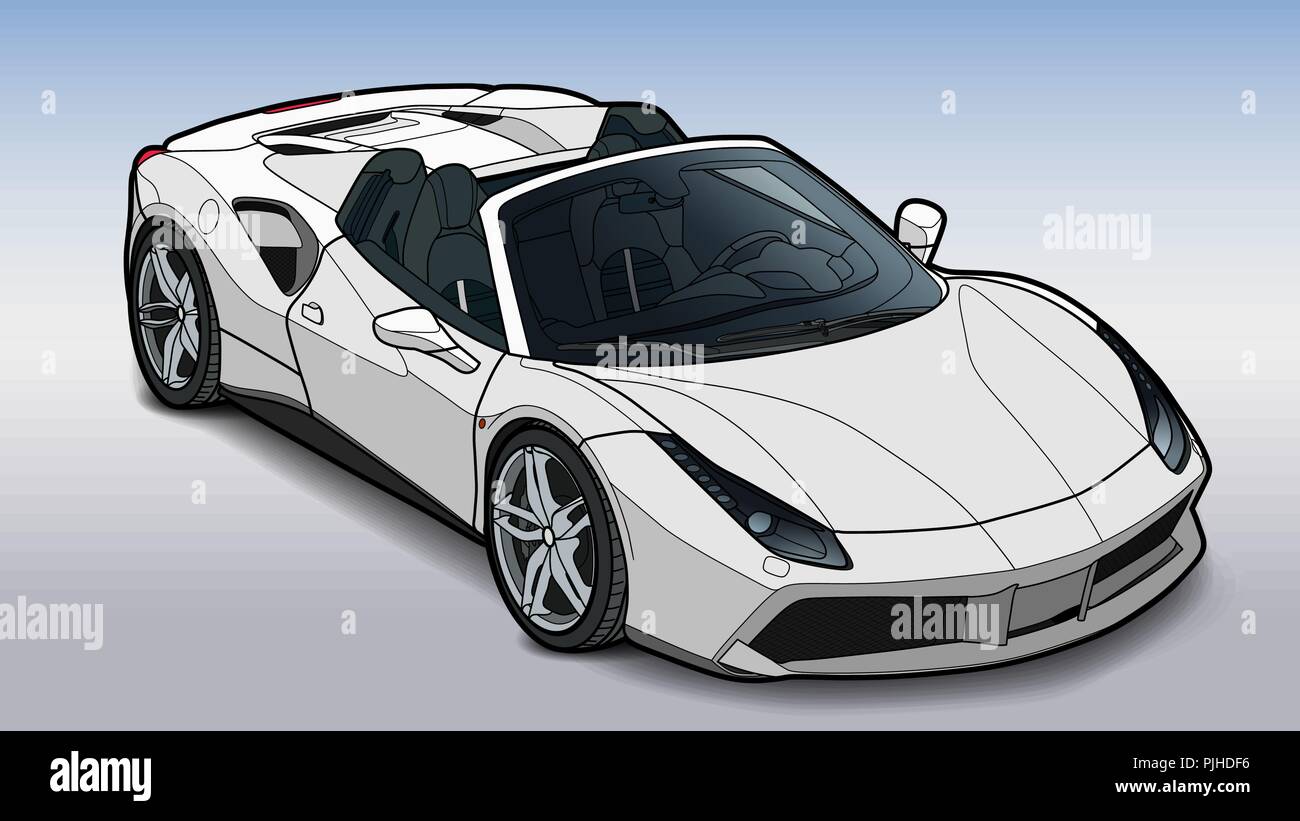 Dessiner un vecteur de télévision sport car avec des lignes noires. Illustration de Vecteur