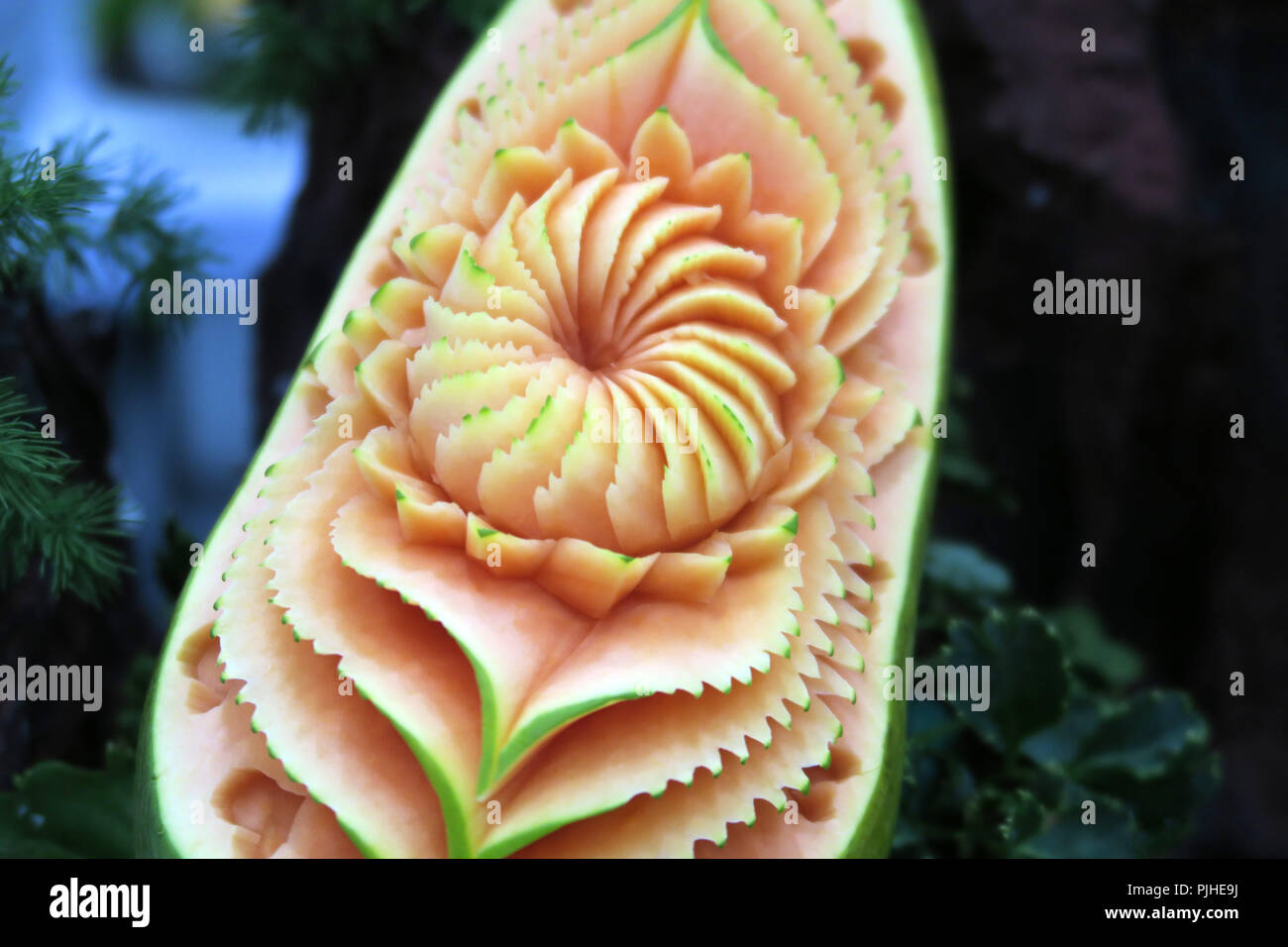 Fruits sculptés, Bangkok, Thaïlande Banque D'Images