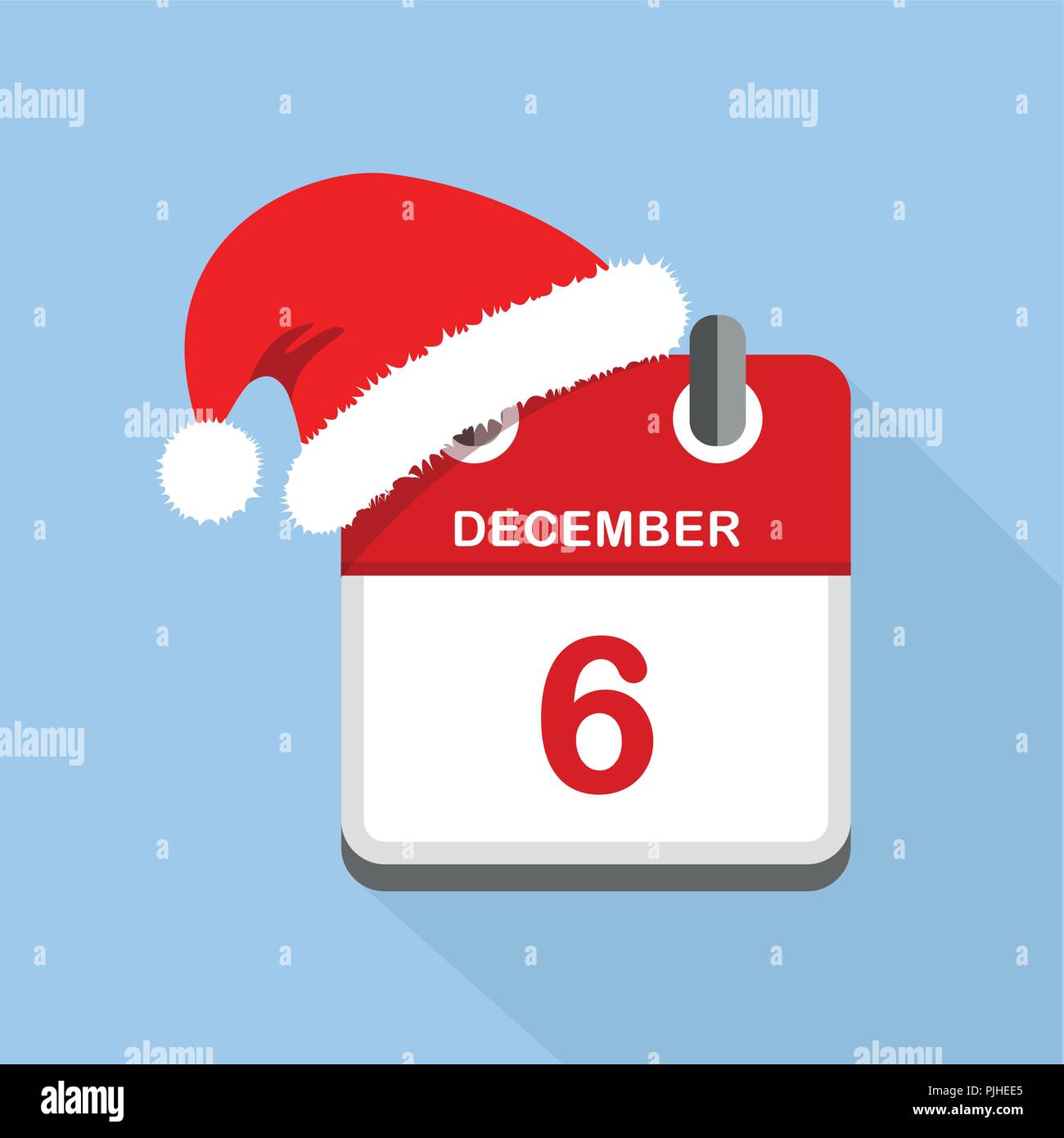 Calendrier rouge 6 décembre Saint Nicolas fond bleu vector illustration Image Vectorielle Stock - Alamy