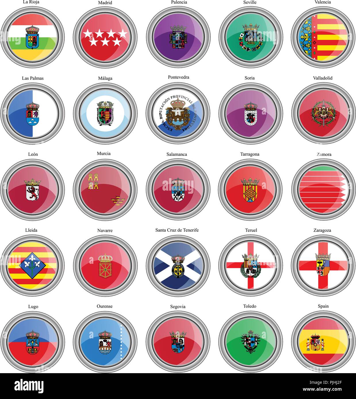 Ensemble d'icônes. Les provinces de l'Espagne de drapeaux. Vecteur. Illustration de Vecteur