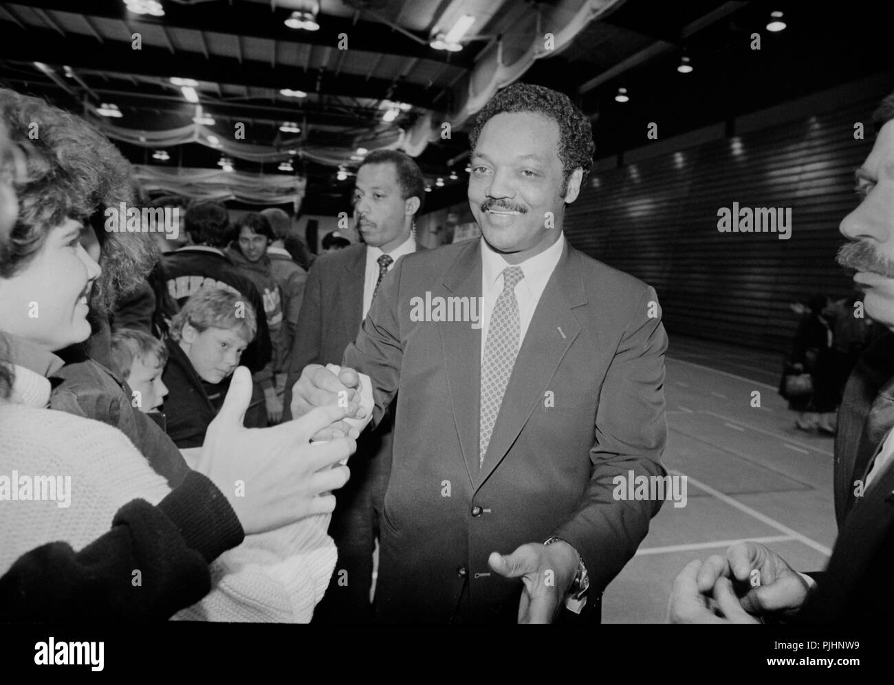 Candidat Jesse Jackson des campagnes pour le président des États-Unis, dans le Wisconsin en 1988. Banque D'Images