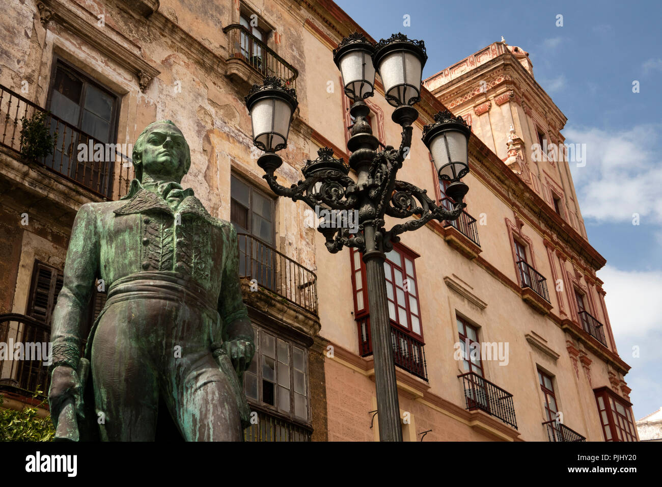 L'Espagne, Cadix, Statue de Francisco de Miranda, héros de l'Indépendance américaine, est mort à Cadix 1816 Banque D'Images