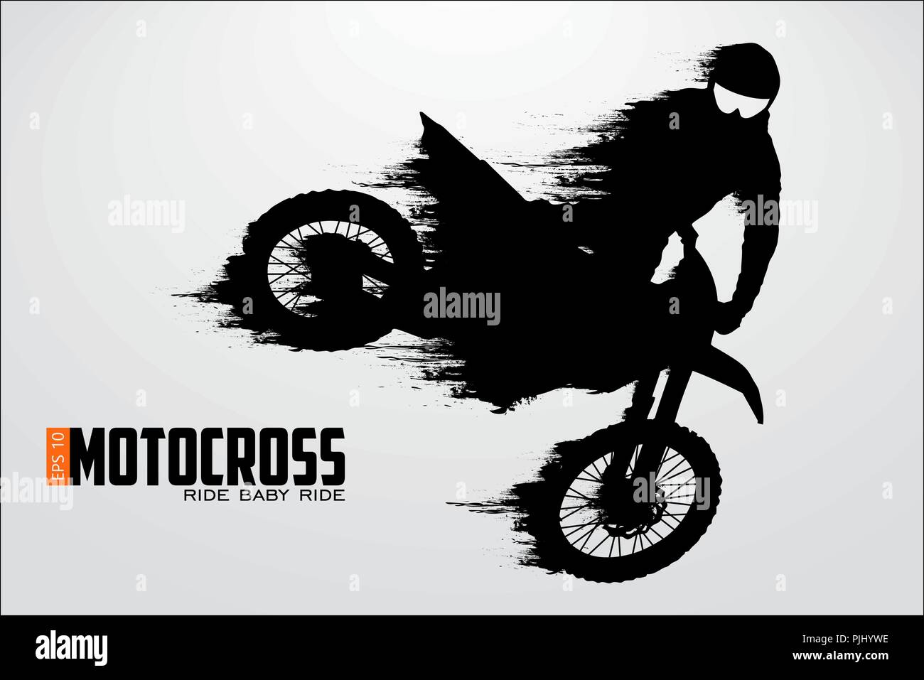 Les pilotes de motocross silhouette. Arrière-plan et le texte sur un calque séparé, la couleur peut être changée en un clic. Vector illustration Illustration de Vecteur