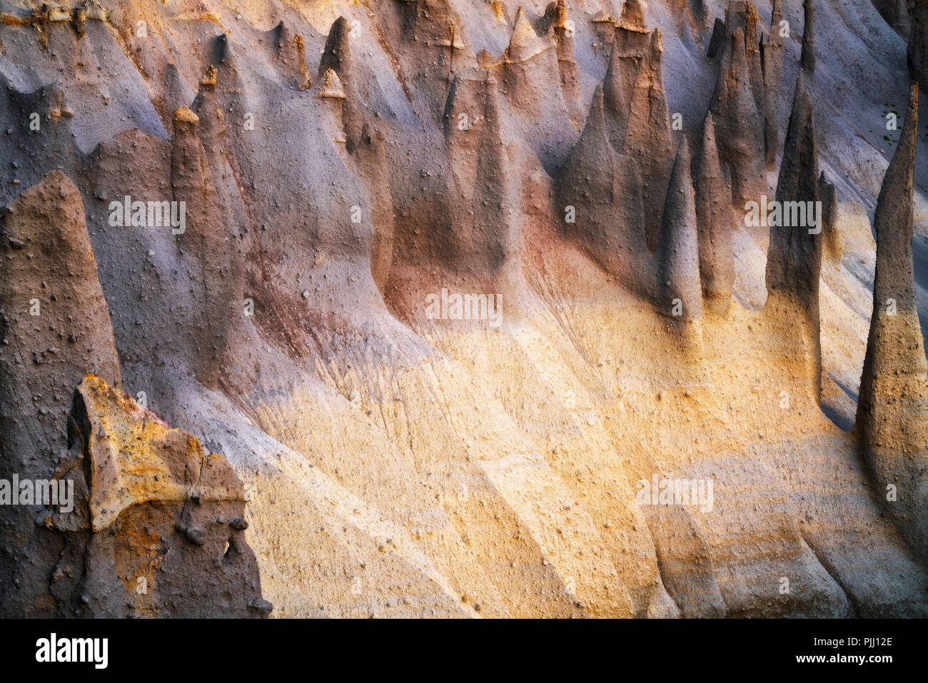 L'aube sur le pré des bougies de pierre ponce volcanique dominant spires savent comme les pinacles le long du ruisseau de l'Oregon's Wheeler Crater Lake National Park. Banque D'Images