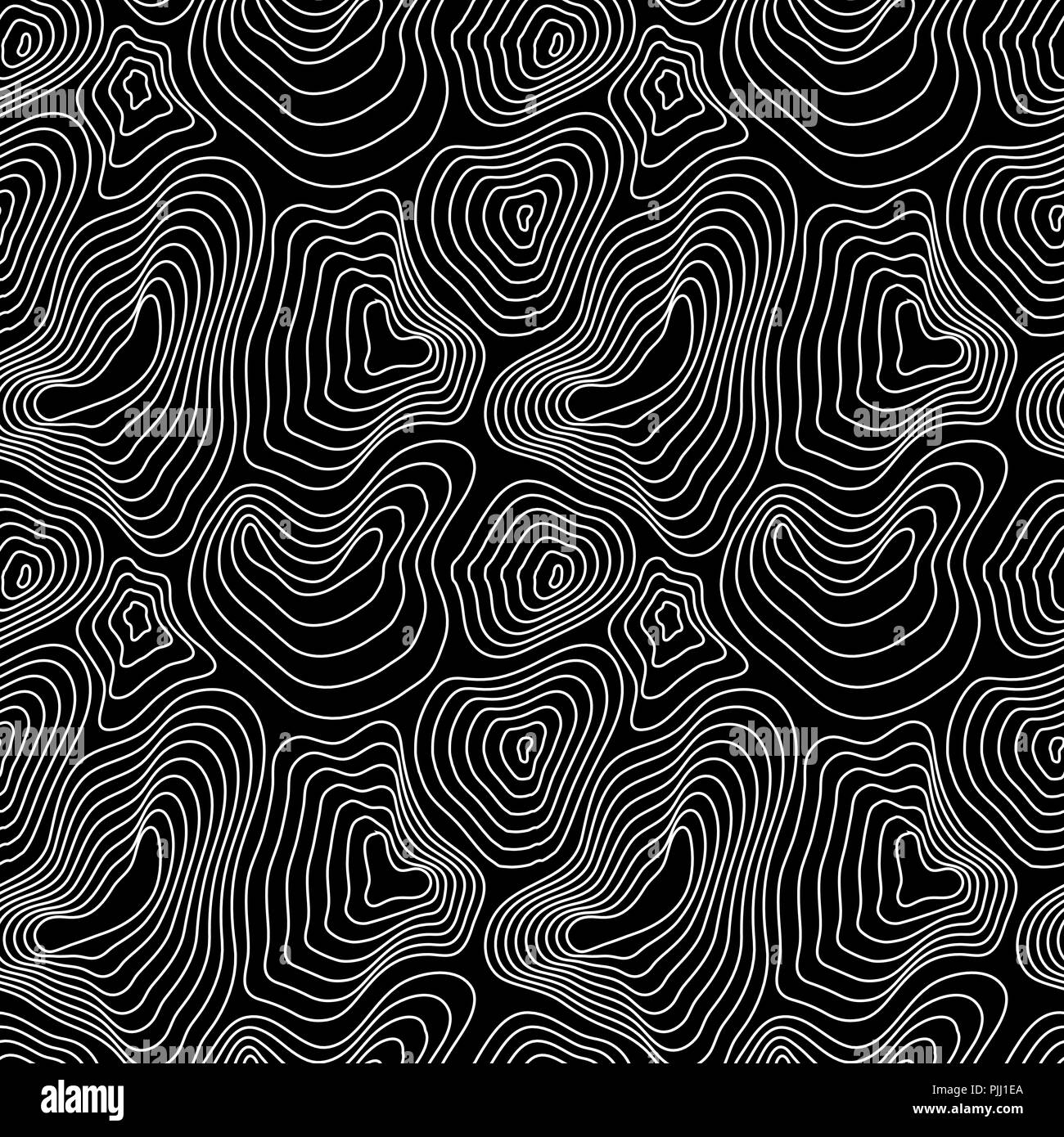 La carte des hauteurs, contour blanc sur noir Illustration de Vecteur