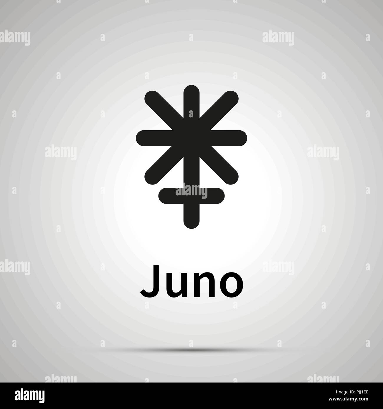 Signe astronomique Juno, simple icône noire avec ombre sur gris Illustration de Vecteur