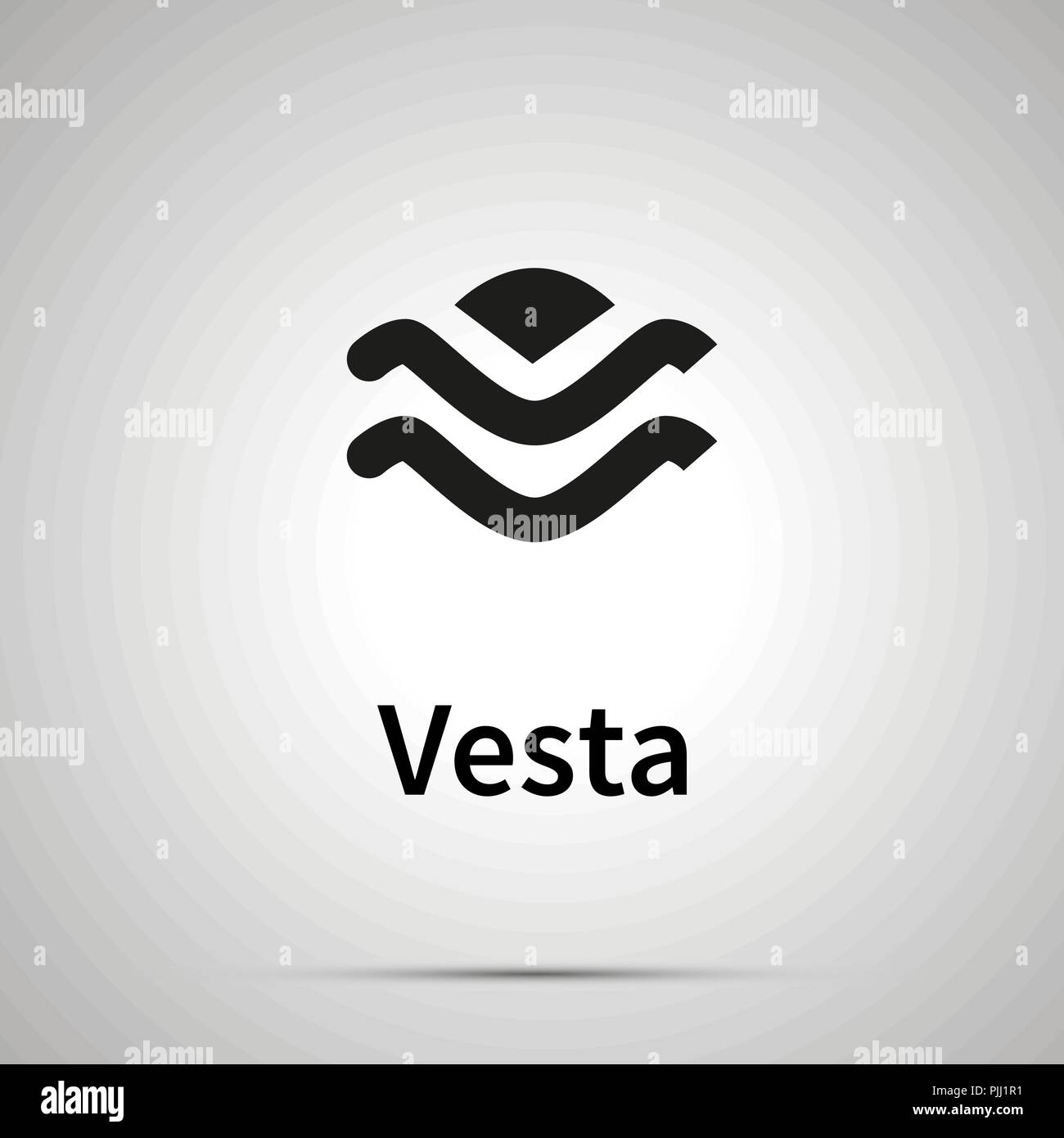 Vesta signe astronomique, simple icône noire avec ombre Illustration de Vecteur