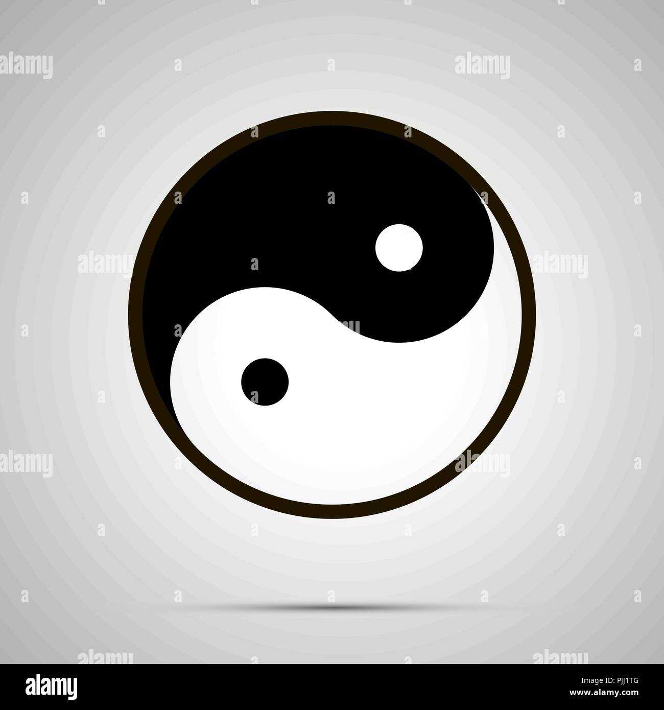 Yin et yang signe, yīn yáng icône noire simple avec ombre Illustration de Vecteur