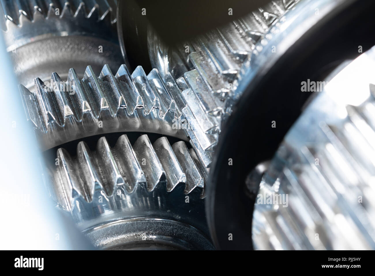 Close up of Chrome Gears. Banque D'Images