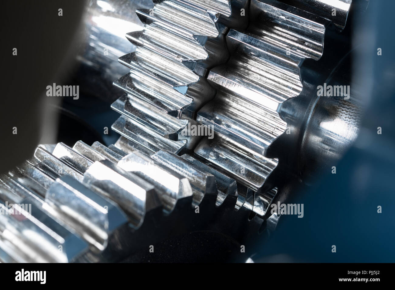 Close up of Chrome Gears. Banque D'Images