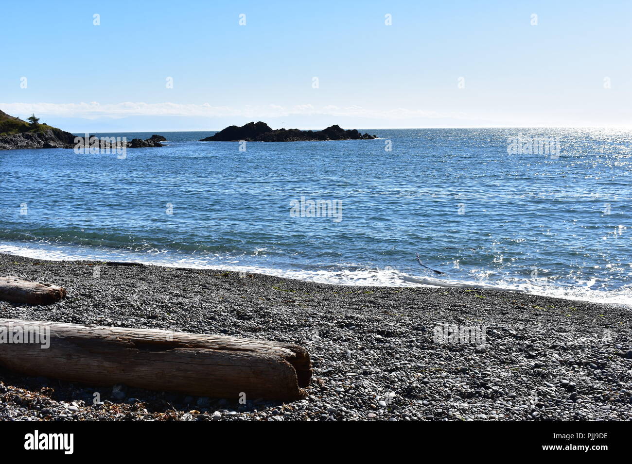 Une plage rocheuse à Washington. outlooking l'horizon du Pacifique. voulait passer quelques heures à admirer la nature. Banque D'Images