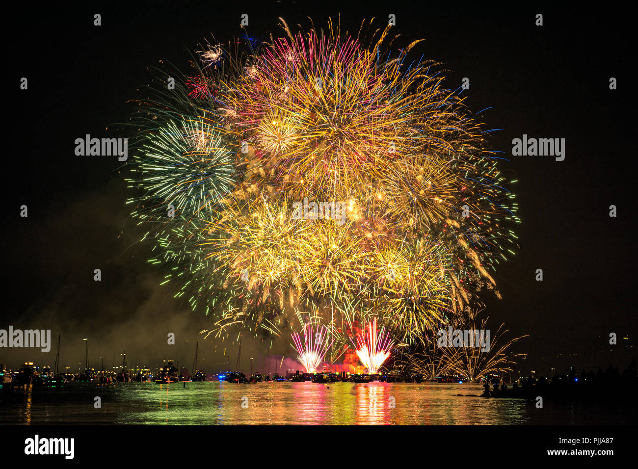 D'artifice lors de la fête de la lumière, Honda Vancouver BC Banque D'Images