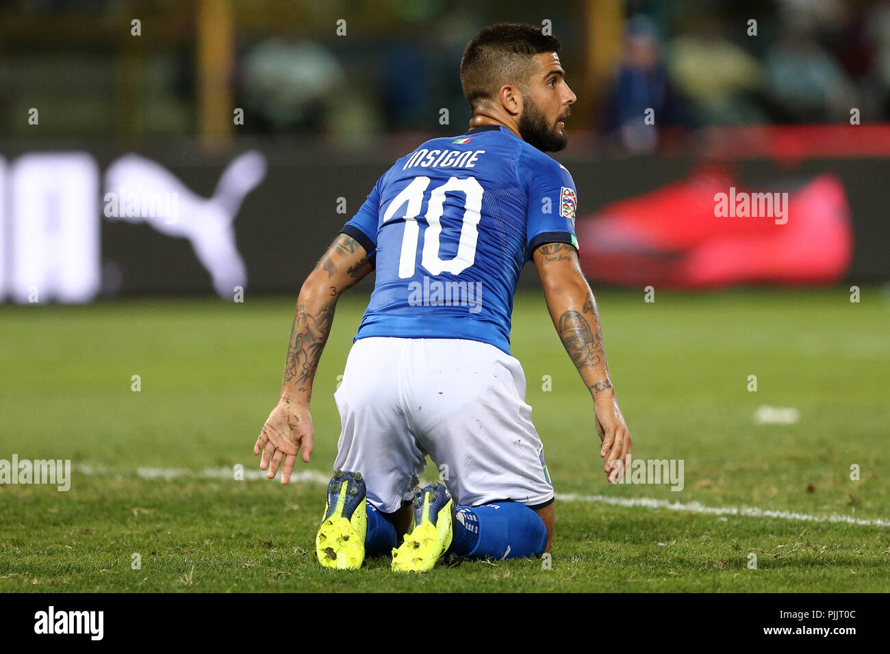 Bologne, Italie . 7 septembre 2018. Lorenzo Insigne de l'Italie en action lors de la Ligue des Nations Unies match entre l'Italie et la Pologne. Crédit : Marco Canoniero/Alamy Live News Banque D'Images