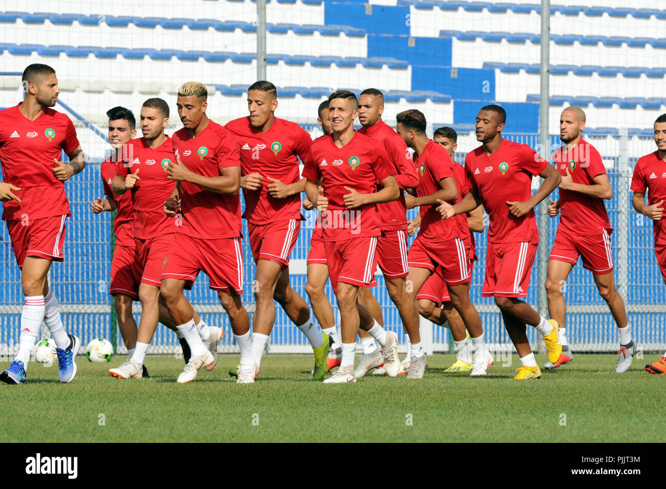 Casablanca, Maroc. Sep 7, 2018. L'équipe nationale du Maroc avant le match de qualification des trains contre le Malawi pour la coupe d'Afrique des Nations 2019, le 7 septembre 2018, à Casablanca au Maroc. Credit : Aissa/Xinhua/Alamy Live News Banque D'Images