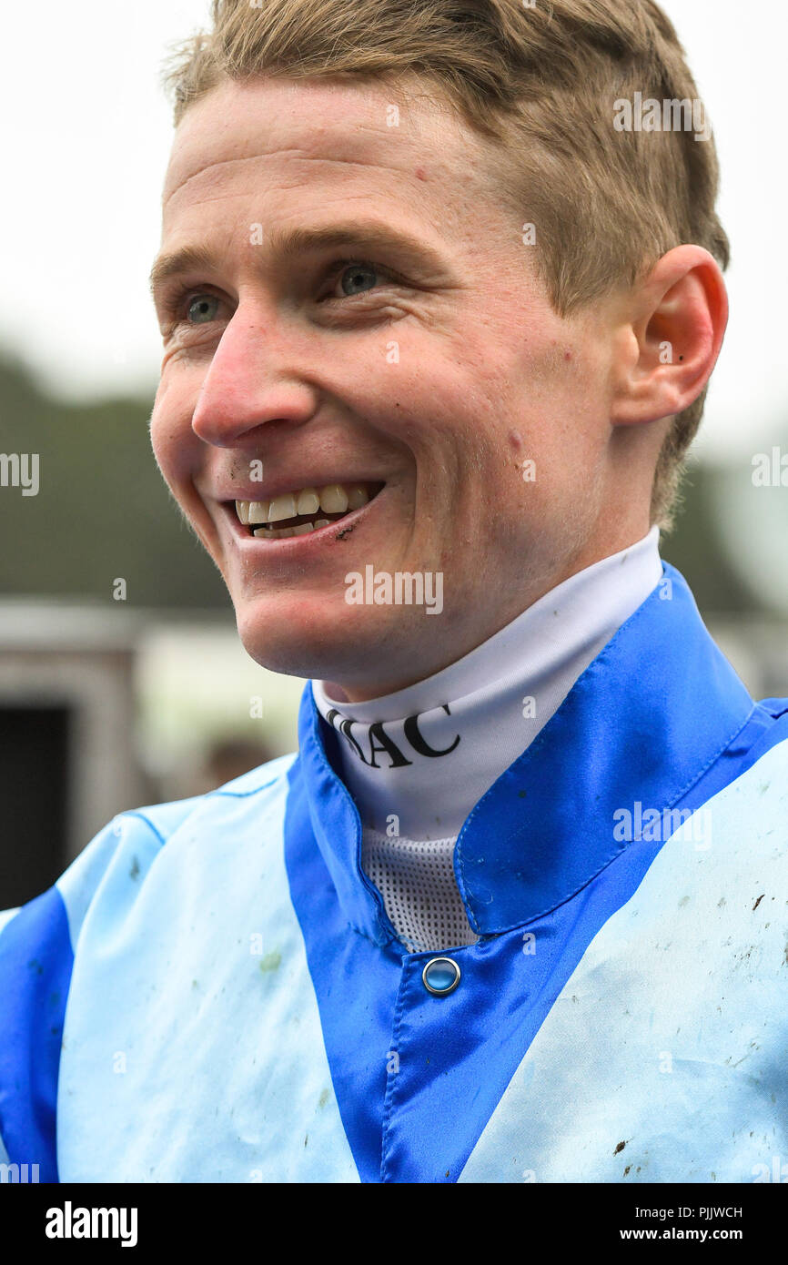 Sydney, Australie. 08 Sep 2018. James McDonald Jockey Tarka manèges à la victoire en course 4, le Daily Telegraph Stan Fox Enjeux, lors de l'exécution de la Journée de la course rose à l'Hippodrome de Rosehill Gardens, Sydney, Australie. Crédit : Rafal Kontrym/Alamy Live News. Banque D'Images