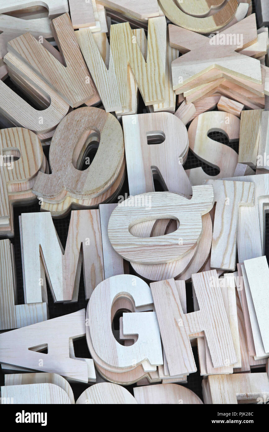 Toutes les lettres de l'alphabet en bois sculpté 3d Banque D'Images