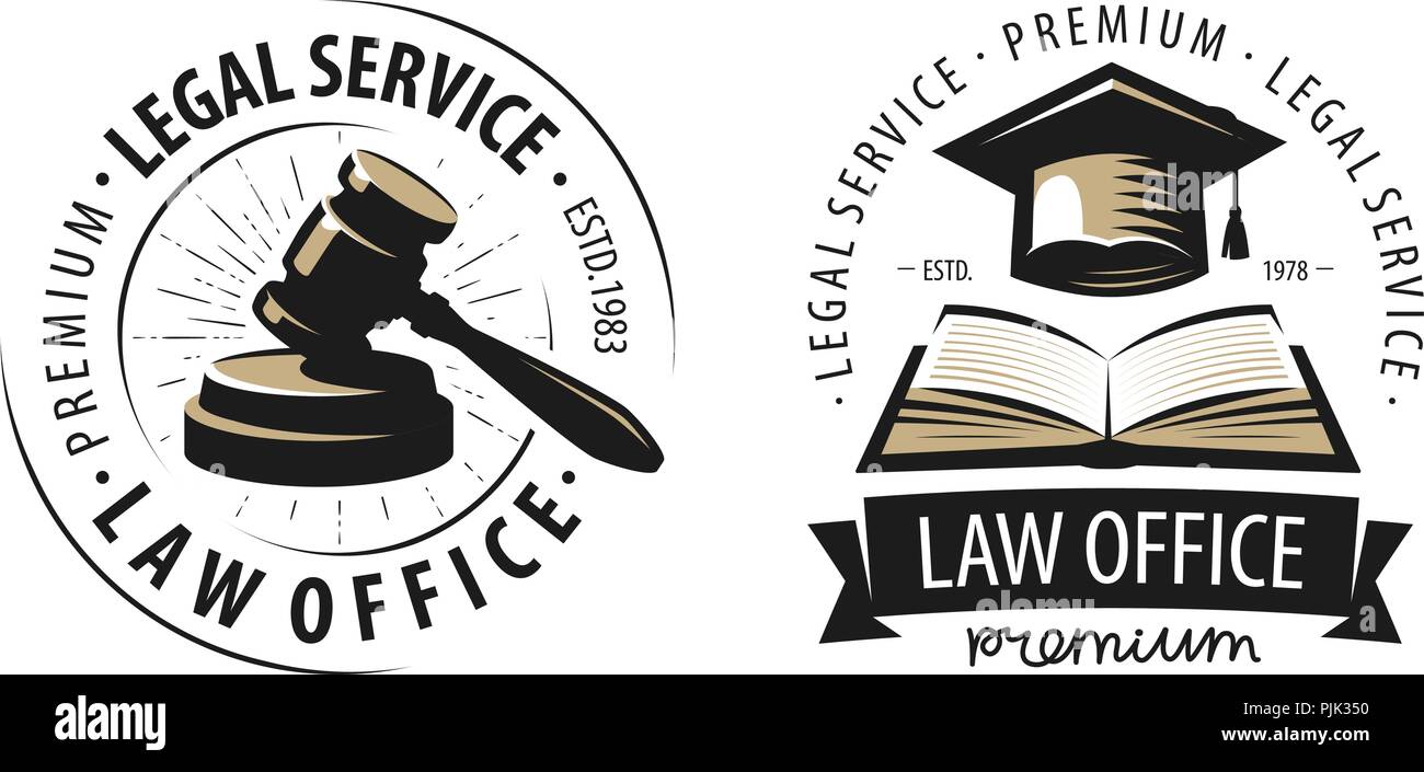 Law office, procureur, avocat ou le logo de l'étiquette. Symbole de la Justice. Vector illustration Illustration de Vecteur