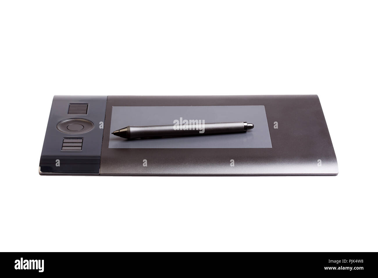 Numérique, tablette graphique et stylet isolé sur blanc. Photo haute résolution. Banque D'Images