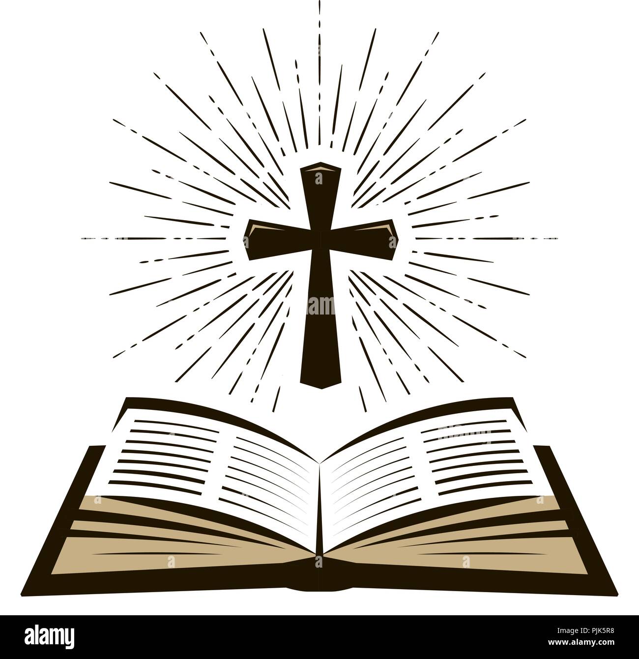 Bible, l'ecriture logo ou label. La foi, la croyance, l'adoration symbole. Vector illustration Illustration de Vecteur