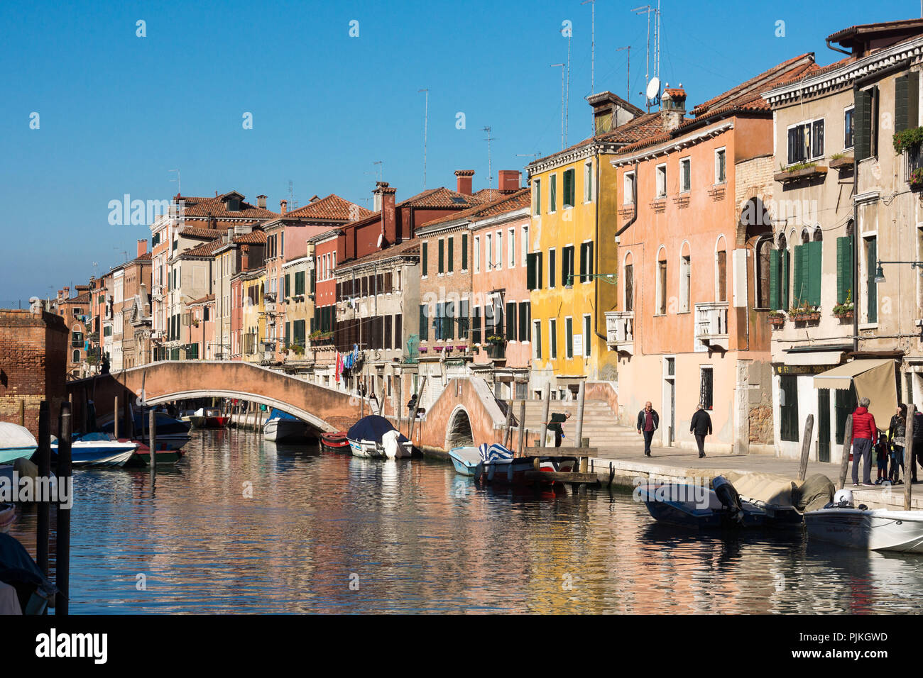 Venise, Fondamenta de le Capuzine, Ponte de le Torete, Rio di San Girolamo Banque D'Images